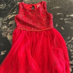 Zunie Red Lace Formal Kids Dress